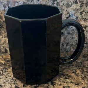 Vintage Arcoroc Octime Black Glass Coffee Mug 1980's France